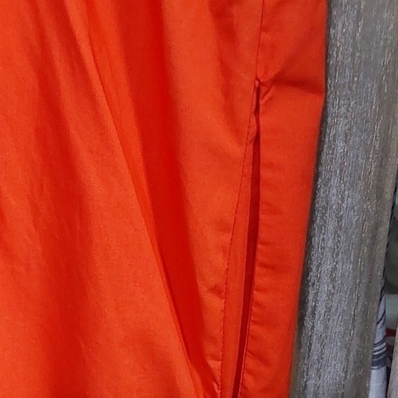 Who What Wear Orange Midi Dress Tie Strap Sleeveless Summer Small Pockets Color - Picture 5 of 9
